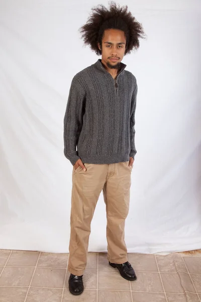 Handsome Black Man Looking Pensive — Stock Photo, Image