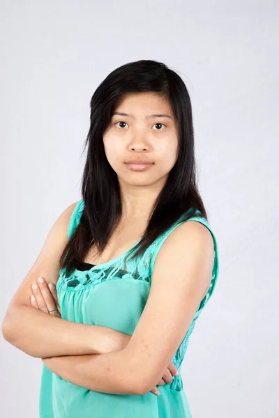 Mulher Asiática Bonita Ponderando — Fotografia de Stock