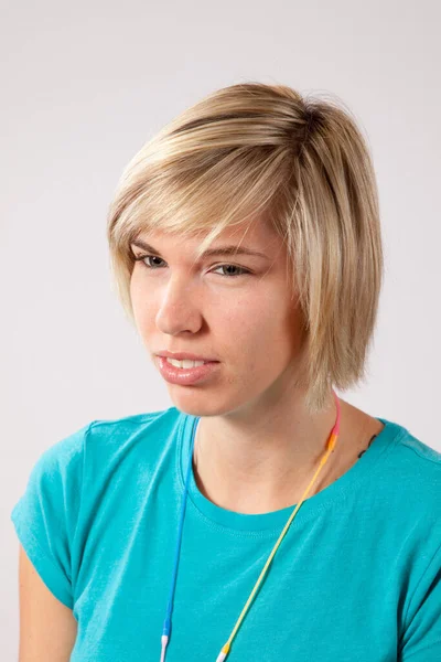 Pretty Pensive Caucasian Blond — Stock Photo, Image