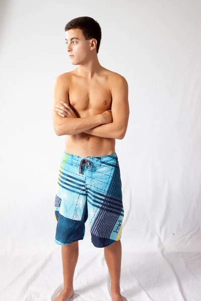 Man Swim Suit His Arms Crossed — Stock Photo, Image