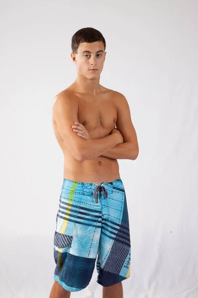 Man Swim Suit His Arms Crossed — Stock Photo, Image