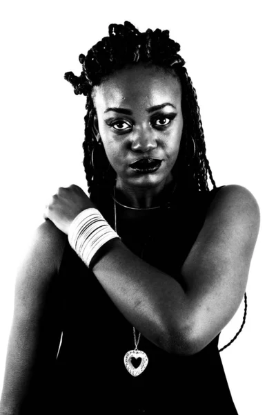 思いやりのある探している素敵な黒人女性 — ストック写真