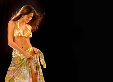 Bikini güzel Brezilyalı esmer siyah masaüstü duvar kağıdı kaplı