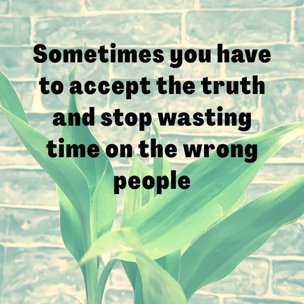 Inspirational Quotes Sometimes You Have Accept Truth Stop Wasting Time — Stock Photo, Image