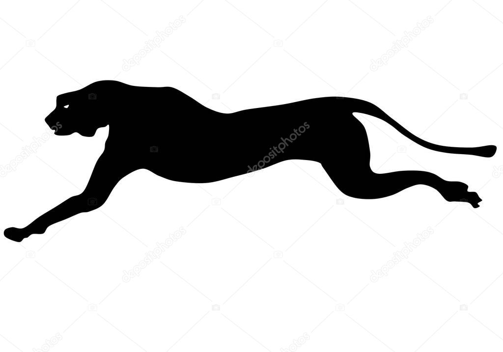 Vector illustration of a running cheetah silhouette