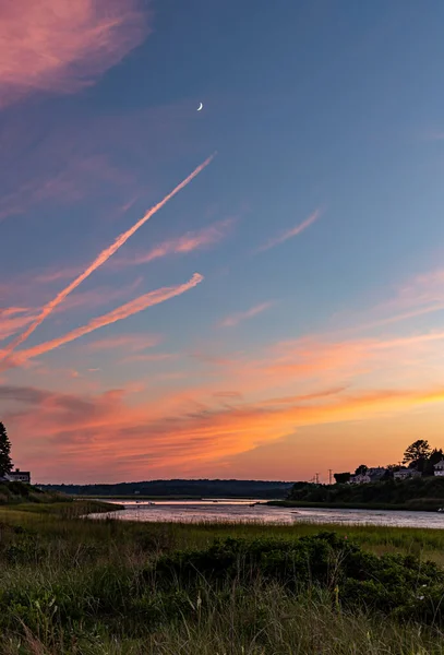 Milchstraßenhimmel Über Der Burg Rockport Massachusetts — Stockfoto