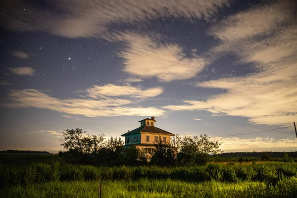 Milky way sky above castle in Rockport, Massachusetts.