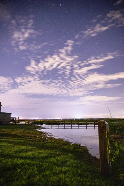 Vía Láctea Cielo Sobre Castillo Rockport Massachusetts — Foto de Stock