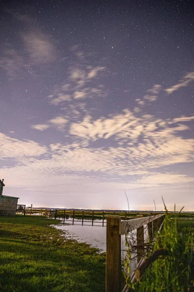 Milchstraßenhimmel Über Der Burg Rockport Massachusetts — Stockfoto