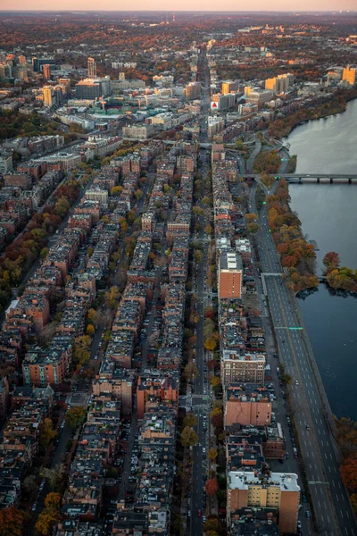 helicopter fall aerial city tour of Boston.