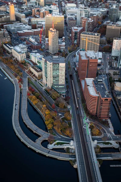 helicopter fall aerial city tour of Boston.