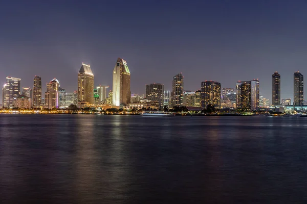 San Diego Natt Lång Exponering Scen Stadsljus — Stockfoto