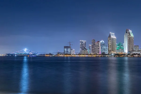 San Diego Noc Długo Ekspozycji Sceny Światła Miasta — Zdjęcie stockowe