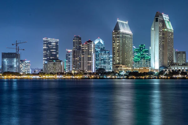 San Diego Natt Lång Exponering Scen Stadsljus — Stockfoto