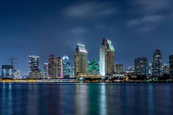 San Diego Natt Lång Exponering Scen Stadsljus — Stockfoto