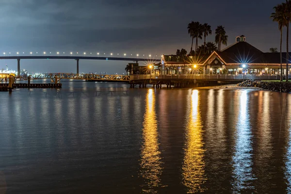 San Diego Noite Longa Exposição Cena Cidade Luzes — Fotografia de Stock