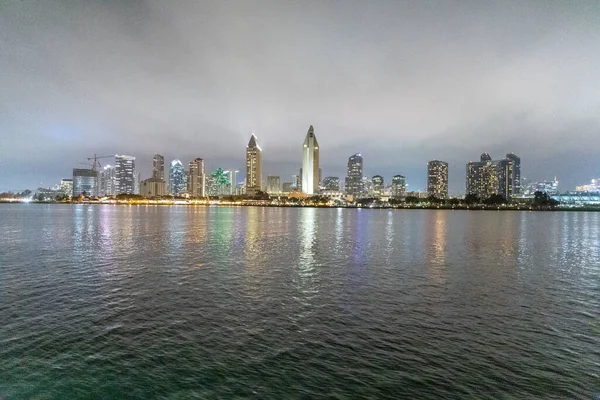 San Diego Natt Lång Exponering Scen Stadsljus — Stockfoto