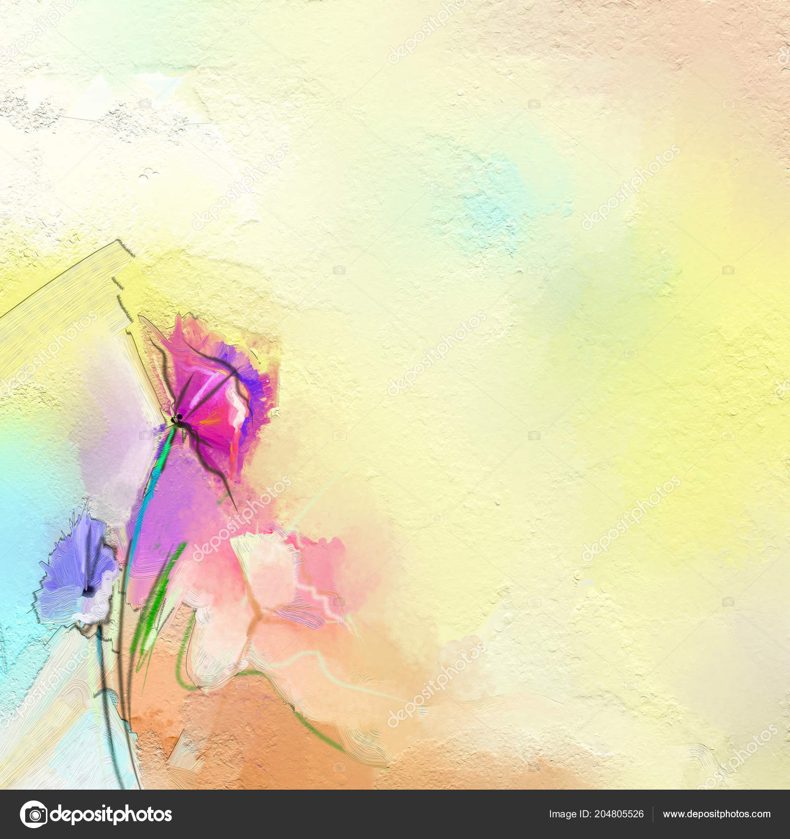 Abstract Colorful Oil Painting Canvas Semi Abstract Image Daisy Flower Stock Photo C Nongkran Ch 204805526