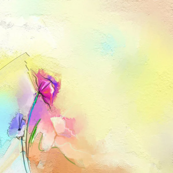 Soyut Renkli Yağlı Boya Tuval Üzerine Yarı Soyut Papatya Çiçek — Stok fotoğraf