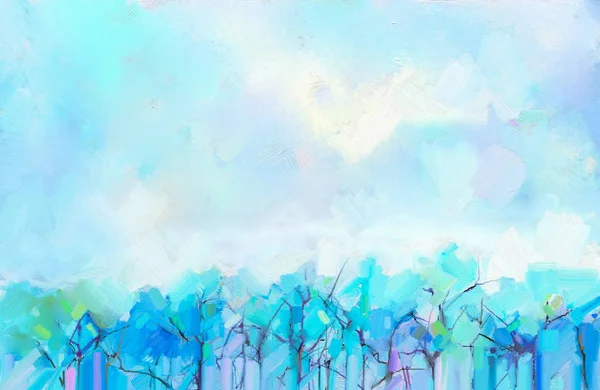 Абстрактный Пейзаж Живописи Маслом Цветное Синее Фиолетовое Небо Живопись Маслом — стоковое фото