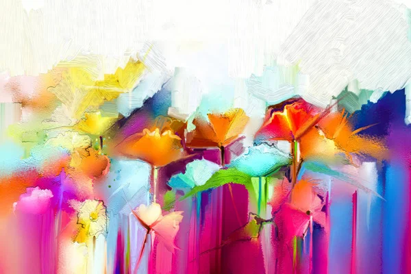 Pintura Óleo Colorida Abstrata Sobre Tela Semi Imagem Abstrata Flores — Fotografia de Stock