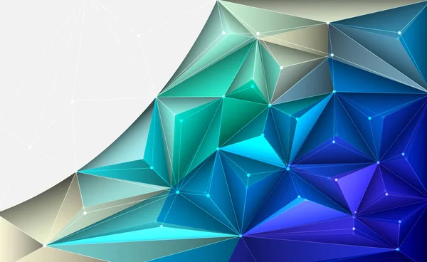 矢量3D 图解几何 多边形 三角形图案与分子结构 带黄色 蓝色背景的多边形 抽象科学 未来主义 网络连接概念 — 图库矢量图片