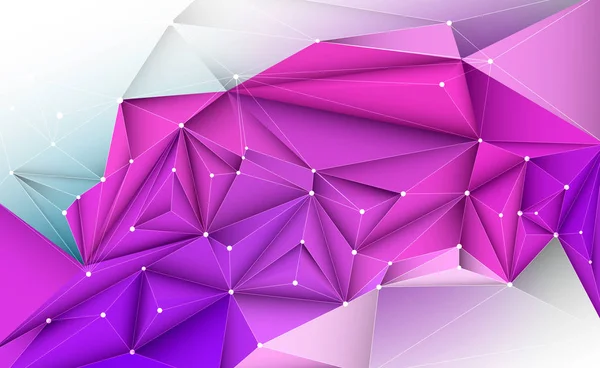 矢量3D 图解几何 多边形 三角形图案与分子结构 带蓝色紫色的多边形 红色背景 抽象科学 未来主义 网络连接概念 — 图库矢量图片