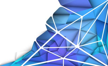 Vektör 3d geometrik, Çokgen, çizgi, üçgen desen şekli duvar kağıdı veya arka plan için. Resimde düşük Poli, yeşil, mavi renk ile poligonal tasarım. Soyut bilim, fütüristik, web, ağ kavramı