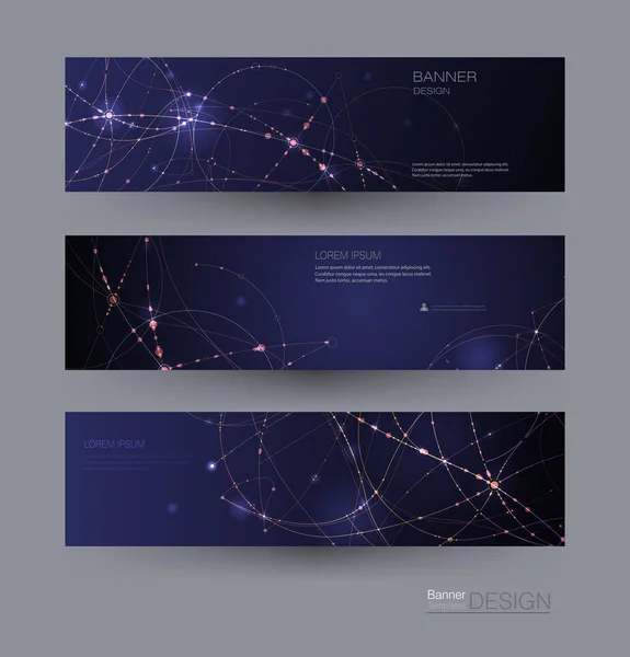 Abstract Molecules Banners Set Circle Line Molecule Structure Векторное Проектирование — стоковый вектор