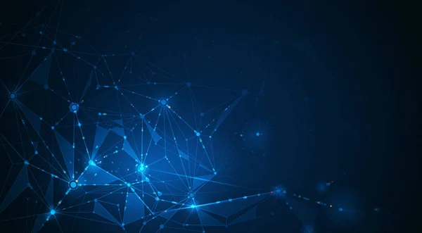 Molécula Ilustração Vetorial Internet Conectam Tecnologia Fundo Azul Escuro Projeto — Vetor de Stock