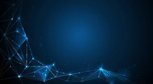 Molécula Ilustração Vetorial Internet Conectam Tecnologia Fundo Azul Escuro Projeto — Vetor de Stock
