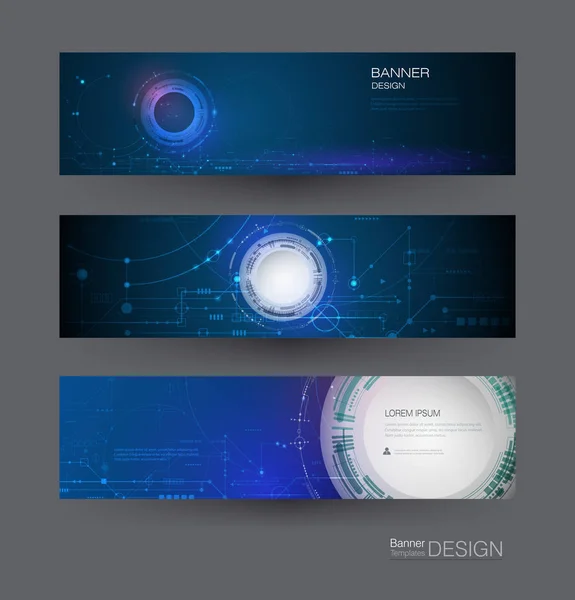 Tablero Circuito Diseño Banner Vectorial Ilustración Resumen Futurista Moderno Ingeniería — Vector de stock