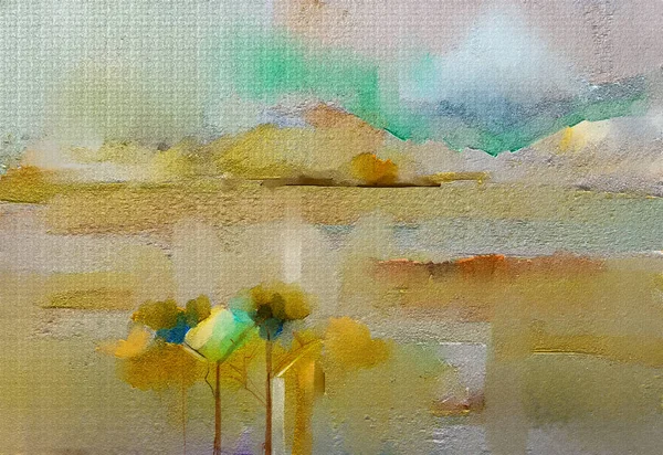 Abstraktes Acrylmalerei Freien Landschaft Ölgemälde Metallische Gelbgoldfarbe Auf Leinwand Halbabstrakter — Stockfoto