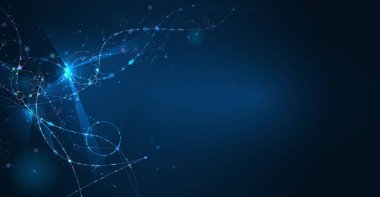  Vektör tasarım ağ iletişim teknolojisi koyu mavi zemin üzerine. Dijital futuristik bilim teknoloji kavramı