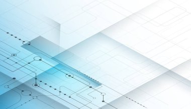 Vektör anakart veya mavi arka planda devre kartı. Soyut Hi-Tech fütüristik, dijital mühendislik, bilim teknoloji kavramı