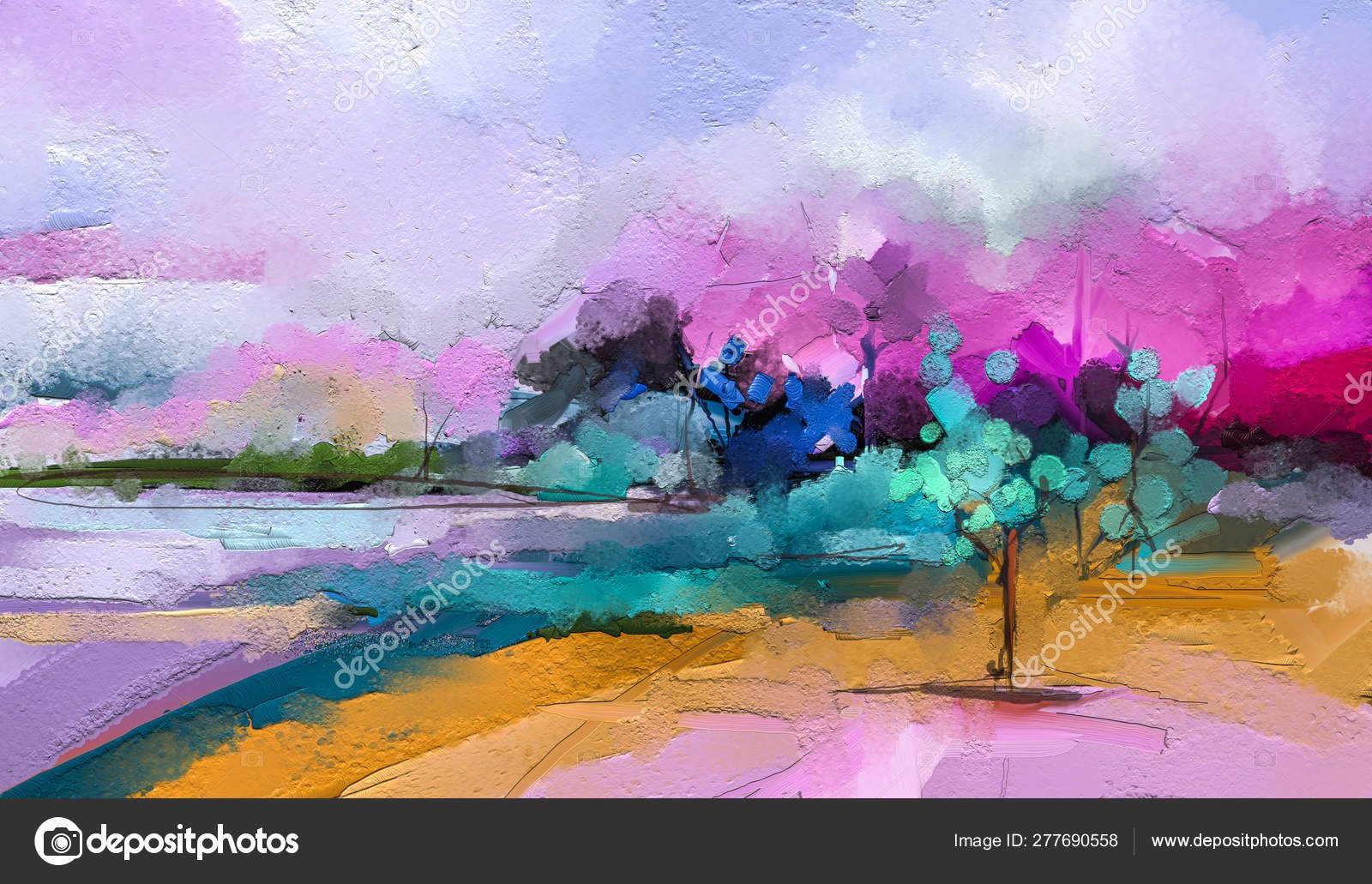 人気の新作 抽象的なカラフルな油絵の風景.— ストックイラストレーション by 芸術写真