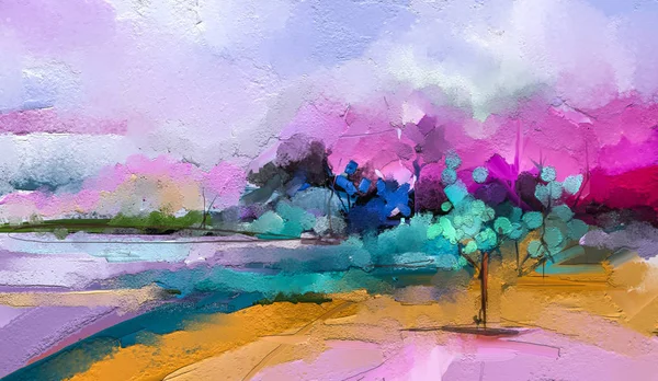 Abstract colorful oil painting landscape. — Stock Photo, Image