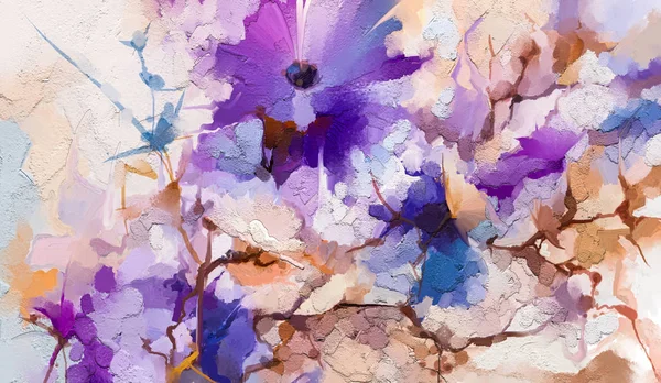 Abstrakte farbenfrohe Öl- und Acrylmalerei der Frühlingsblume. moderne Kunst Gemälde Blumen mit gelber, roter Farbe. — Stockfoto