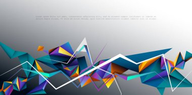 Illustration düşük Poli, poligon tasarım beyaz gri renk. Soyut bilim, fütüristik, Web, ağ konsepti