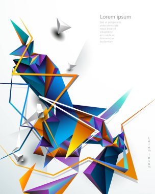 Soyut 3d Geometrik, Polygon.Vector illüstrasyon çokgen teknoloji arka plan afiş, şablon, web tasarımı için