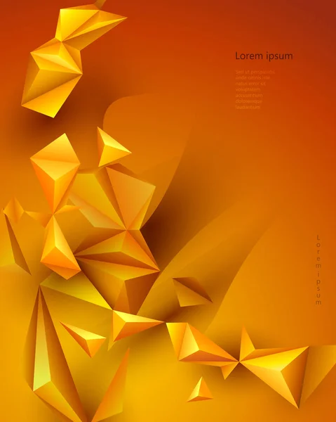 抽象 3d 几何、多边形、三角形图案形状。黄色、橙色渐变颜色背景. — 图库矢量图片