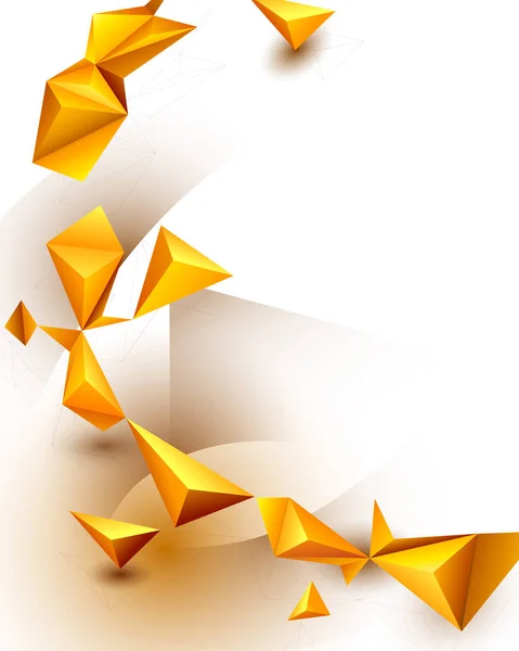 摘要 白色背景上的3d几何、多边形、黄橙色渐变色三角形图案形状 — 图库矢量图片