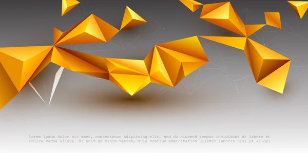 白色背景上的三维几何 多边形 黄橙色渐变色三角形图案形状 网页设计的矢量插图多边形技术背景 — 图库矢量图片