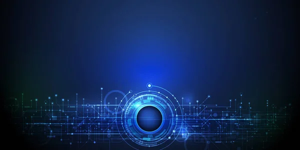 Ilustración alta computadora y tecnología de comunicación sobre fondo de color azul . — Vector de stock