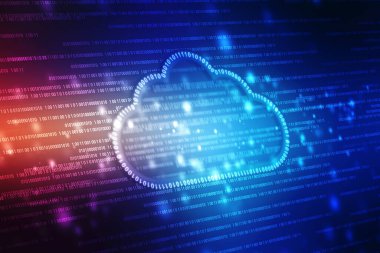 Bulut hesaplama kavramının dijital illüstrasyonu, Bulut internet teknolojisi kavramı arka plan, Bulut hesaplama ve ağ güvenliği teknolojisi kavramı