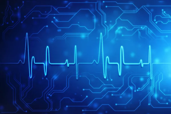 Blaues Pulsmesser Mit Signal Herzschlag Ikone Medizinischer Und Medizinischer Hintergrund — Stockfoto