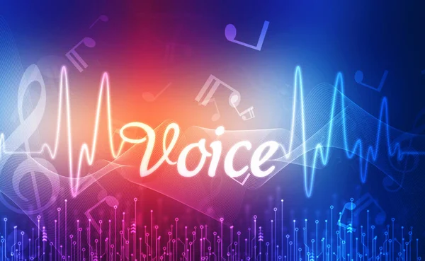 Concept of voice recognition, Sound technology background, Voice word on technology background