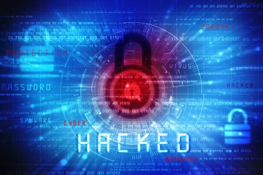 Bilgisayar verileri hacklendi, mavi üzerinde bitler ve rakamlar, teknoloji soyut arkaplan