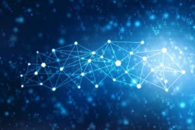 İnternet bağlantısı ağı yüksek dijital teknoloji. Bağlantı noktaları ve çizgileri olan soyut geometrik arkaplan, Soyut Teknoloji arkaplanı