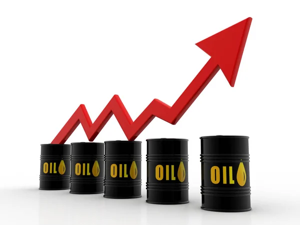 Hausse Prix Pétrole Prix Élevé Pétrole Baril Pétrole Avec Flèche — Photo